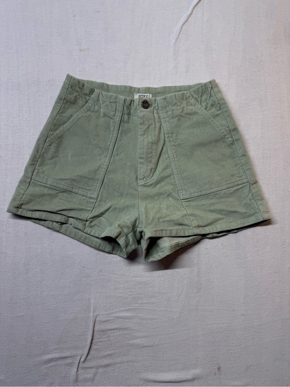 Roxy High-Waist Corduroy Shorts in Sage Green